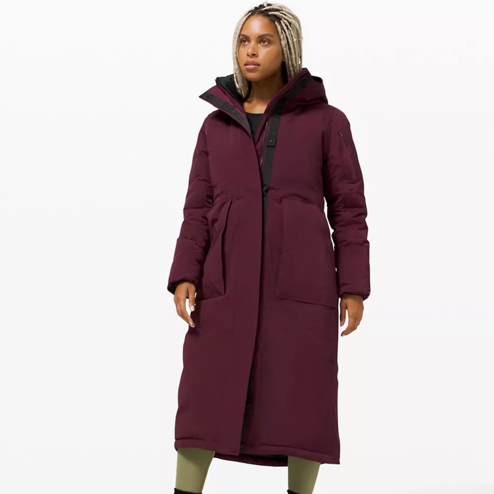 Lululemon Winter Warrior Long Parka Jacket Coat Size 10 Plum Purple